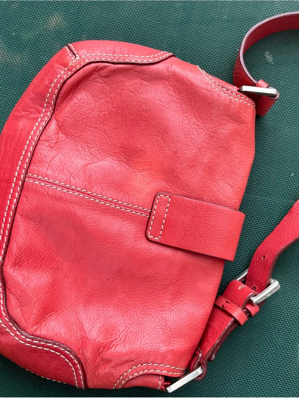 VINTAGE MICHAEL KORS CORAL Leather Shoulder Bag with Buckle Detail